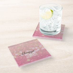 Pink Sparkle Glass Coaster