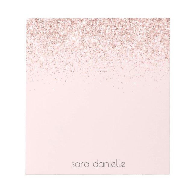 Pink Sparkle Glitter Confetti, Pink Personalised Notepad (Front)