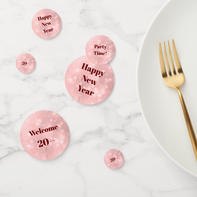 Pink Sparkle Happy New Year Customisable Confetti (Group)