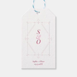 Pink Sparkle Monogram Wedding Favour Gift Tag