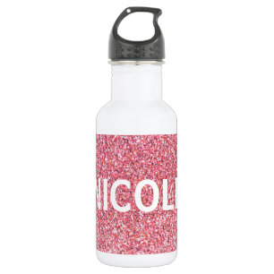 Pink Sparkle Personalised Name Water Bottle