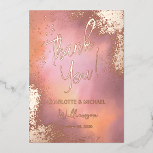 Pink Sparkle Photo Overlay Wedding Thank You