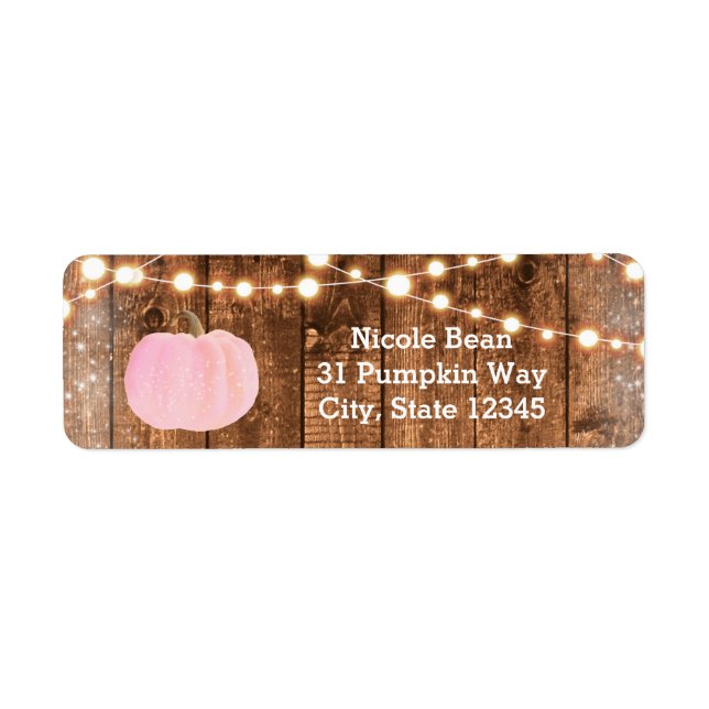 Pink Sparkle Pumpkin Autumn Rustic Wood Lights (Front)