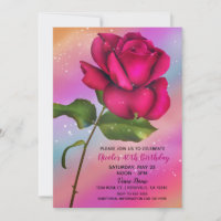 Pink Sparkle Rose Rainbow Pastel Birthday Party