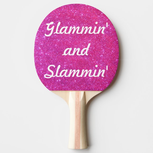 Pink Sparkle Sparkly Glitter Glam Glittery Sports Ping Pong Paddle (Front)