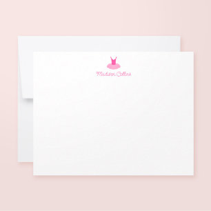 Pink Sparkle Tutu Girls Personalised Stationery Card