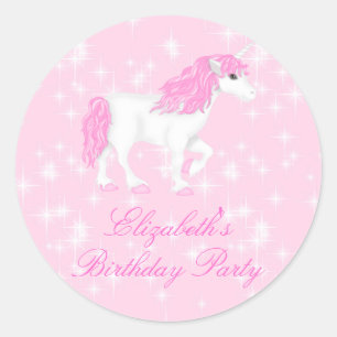 Pink Sparkle Unicorn Birthday Sticker