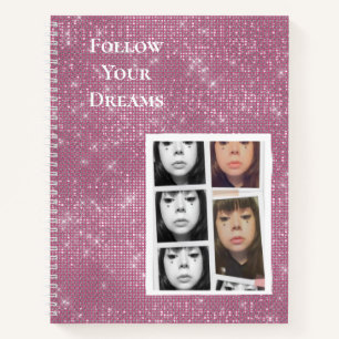 Pink Sparkle Your Photo Personalised Quote Notebook