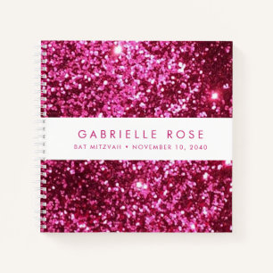 Pink Sparkles Bat Mitzvah Autograph Guestbook Notebook