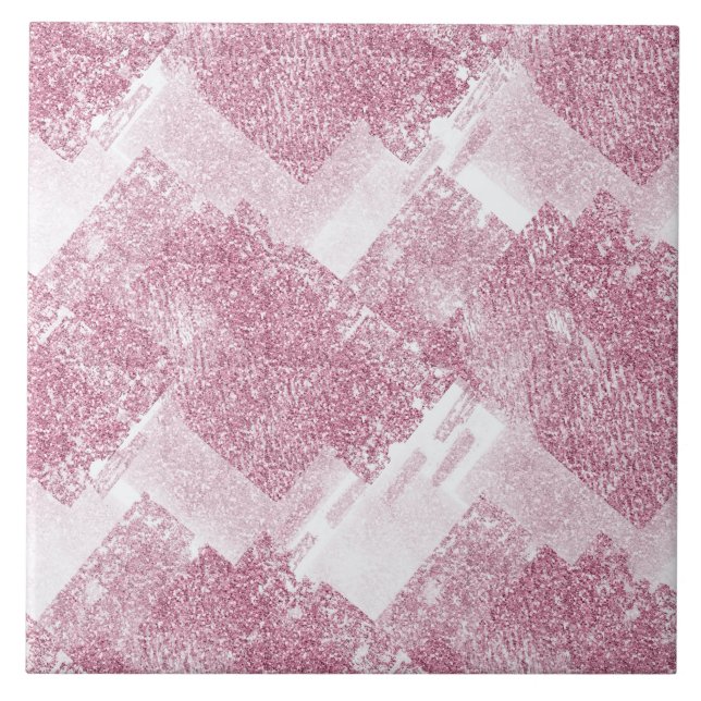 Pink sparkles on white. tile (Front)