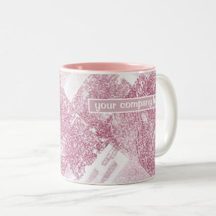 Pink sparkles on white.  Two-Tone coffee mug