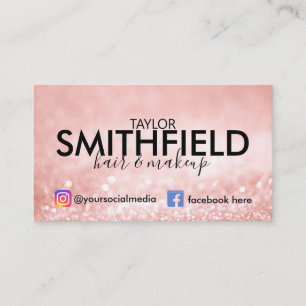 Pink Sparkles Silk Hair & Makeup Trendy Business Card