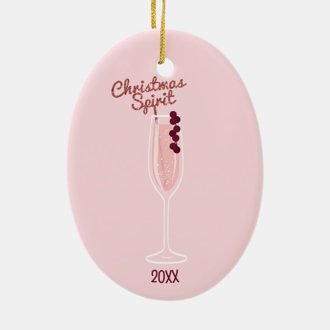 Pink Sparkling Christmas Ceramic Tree Decoration (Back)