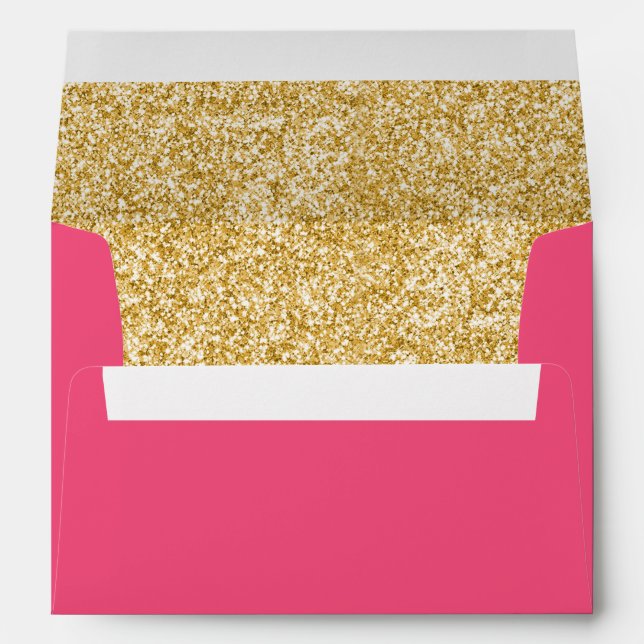 Pink Sparkling Glitter Gold Elegant Chic Envelope (Back (Bottom))