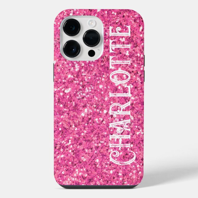 Pink sparkling glitter pattern    iPhone case (Back)