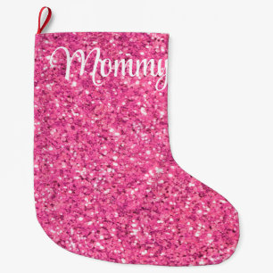 Pink  sparkling glitter pattern             large christmas stocking