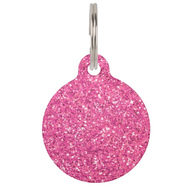 Pink sparkling glitter pattern            pet tag (Front)
