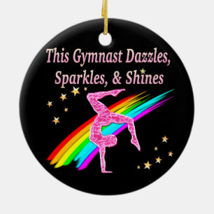 PINK SPARKLING GYMNASTICS DESIGN CERAMIC TREE DECORATION