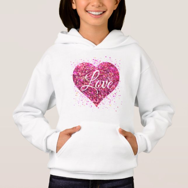 Pink sparkling sequins, love graffiti valentine (Front)