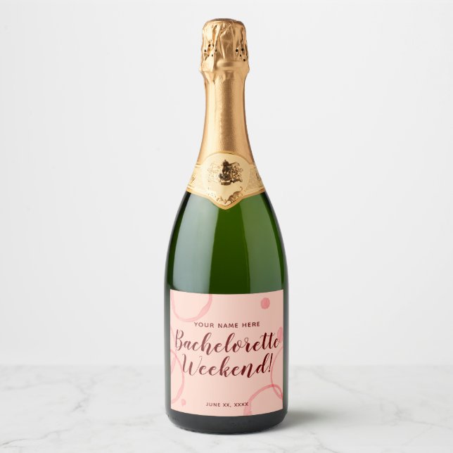Pink Sparkling Wine Label Bachelorette Weekend (Front)