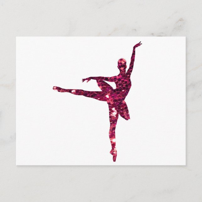 Pink Sparkly Ballerina Postcard (Front)