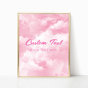 Pink Sparkly Clouds Party Custom Text Sign