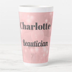 Pink sparkly personalised Beautician Latte Mug