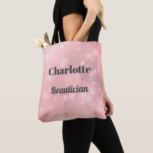 Pink sparkly Personalised Beautician Tote Bag