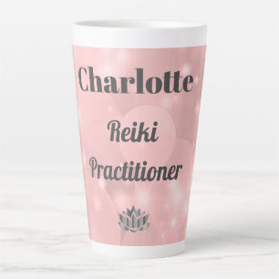 Pink Sparkly Reiki Practitioner personalised Latte Mug