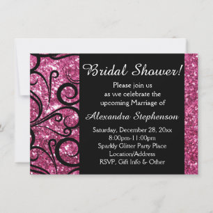 Pink Sparkly Swirl Bridal Shower Invitation