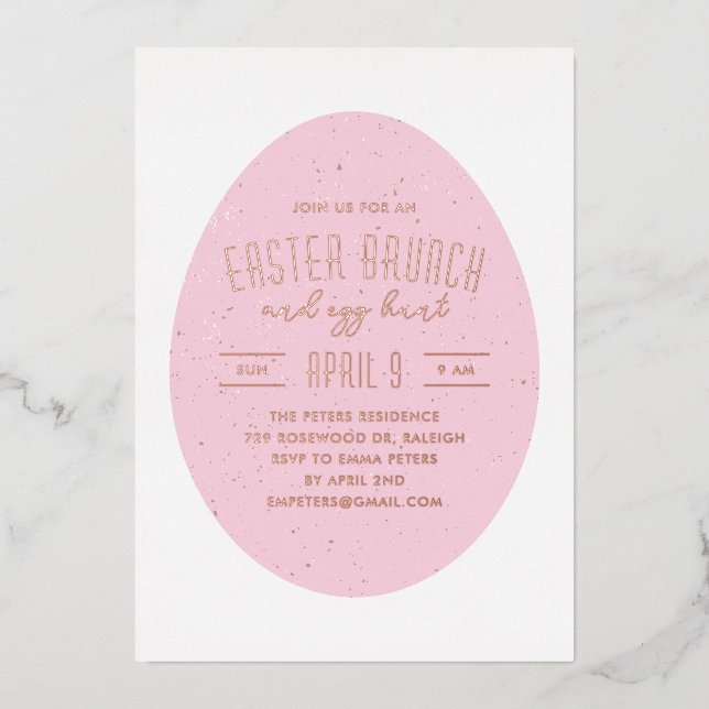 Pink Speckled Egg Easter Hunt Party Invitation (Front)