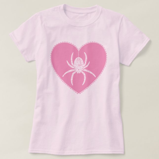 Pink Spider Heart T-Shirt (Design Front)