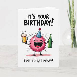 Pink Spiky Birthday Card