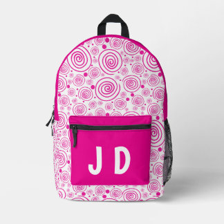 Pink Spiral Girly Backpack With Initials