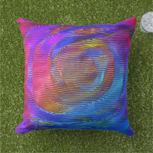 Pink spiral rainbow with relief and messy stripes  cushion