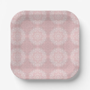 Pink spiritual Indian mandala pattern Paper Plate