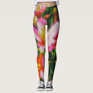 Pink Splash Flowers Leggings