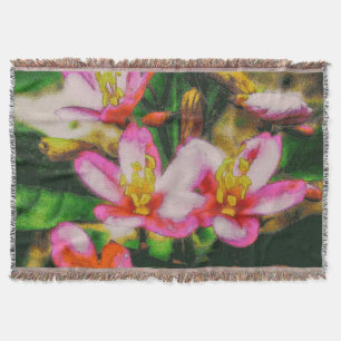 Pink Splash Flowers Throw Blanket