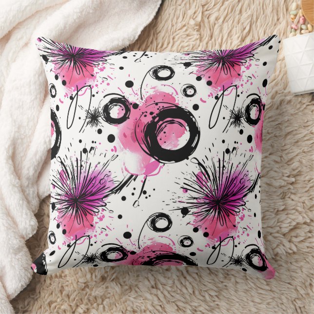Pink Splash & Ink Burst Cushion (Blanket)