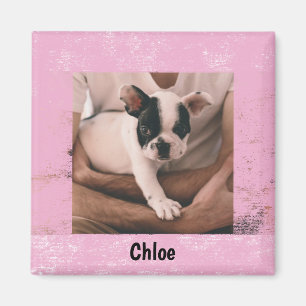 Pink Splatter Photo Frame with Name Magnet