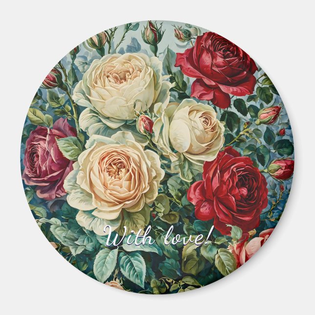 Pink splendour. Floral bouquet of roses. Magnet (Front)