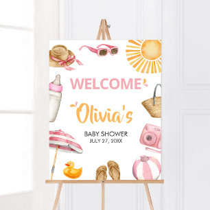 Pink Splish Splash Baby Shower Welcome Poster