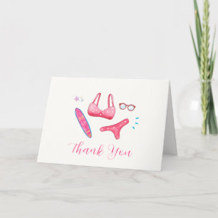 Pink Splish Splash Sea Surf Beach Girl Baby Shower Thank You Card