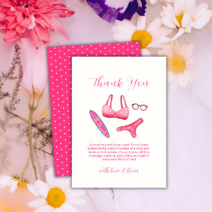 Pink Splish Splash Surf Beach Girl Baby Shower Thank You Card