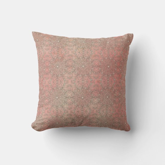 Pink Sponge Pattern and Peacock Inspirations Cushion (Front)