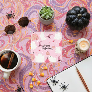 Pink Spooktacular Ghost Sticker