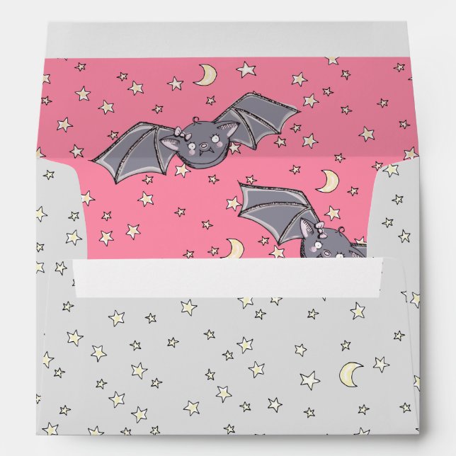 Pink Spooky Cute Bats Envelopes (Back (Bottom))