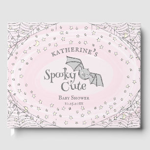 Pink Spooky Cute Bats Halloween Baby Shower Guest Book