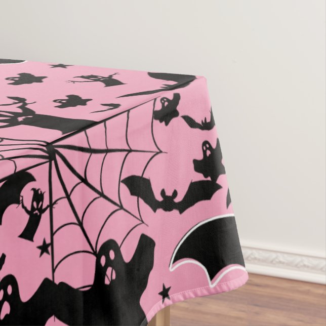 Pink Spooky Ghost Full Gradient Spread Tablecloth (In Situ)
