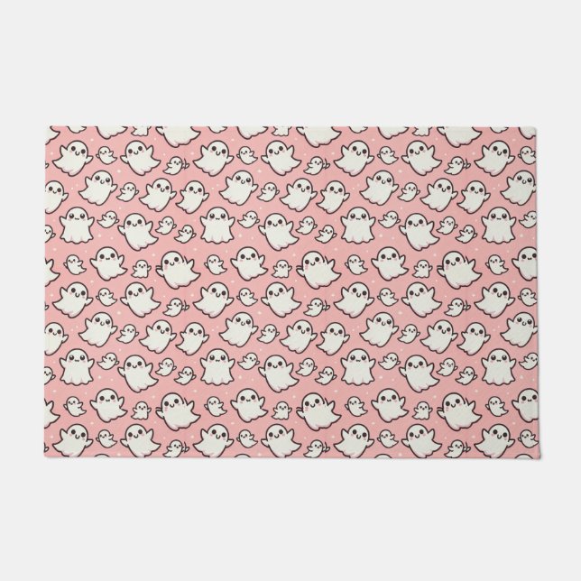 Pink Spooky Ghost Halloween Doormat (Front)